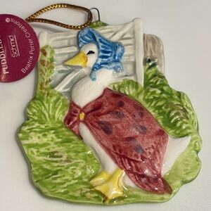 Schmid Jemima Puddle-Duck Ornament- Vintage Ceramic Beatrix Potter Ornament 1985